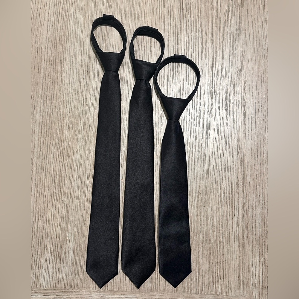 Classic Black PreKnot, Zipper Ties - Set of 3- approx 2” wide each
